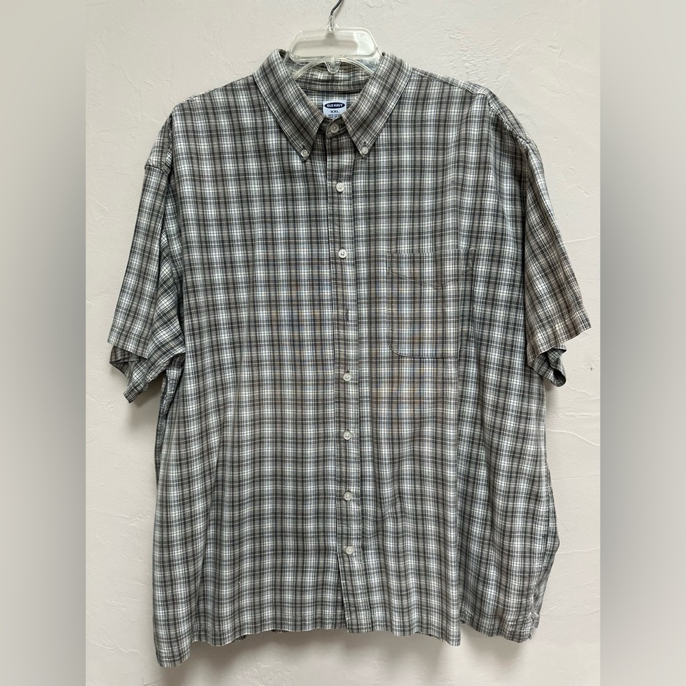 Vintage Old Navy Shirt Men's Plaid Button Down Short Sleeve Shirt XXL